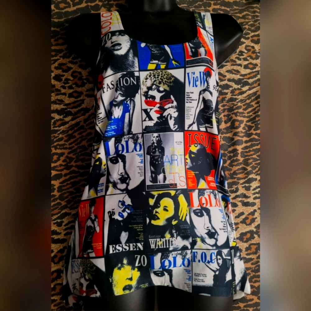 NWOT Enlin Fashion Magazine Cover Tank Top Large